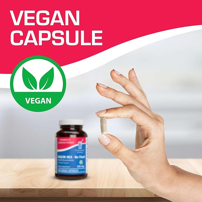High Absorption Vitamin B3 Niacin Flush Free - Clinical Formula Flush Free Niacin Supplement from Inositol Hexanicotinate for Heart Skin & Nerve Support - Vegan Non-GMO Made in The USA - 100 Servings