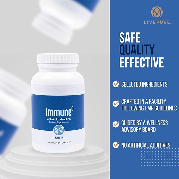 PURE Immune6 120 Capsules - Immune Support Supplement with Antioxidant Inositol Hexaphosphate IP6, Selenium Supplement + Iron with Vitamin C and D3. Boost Immunity with Our Multi Vitamin.