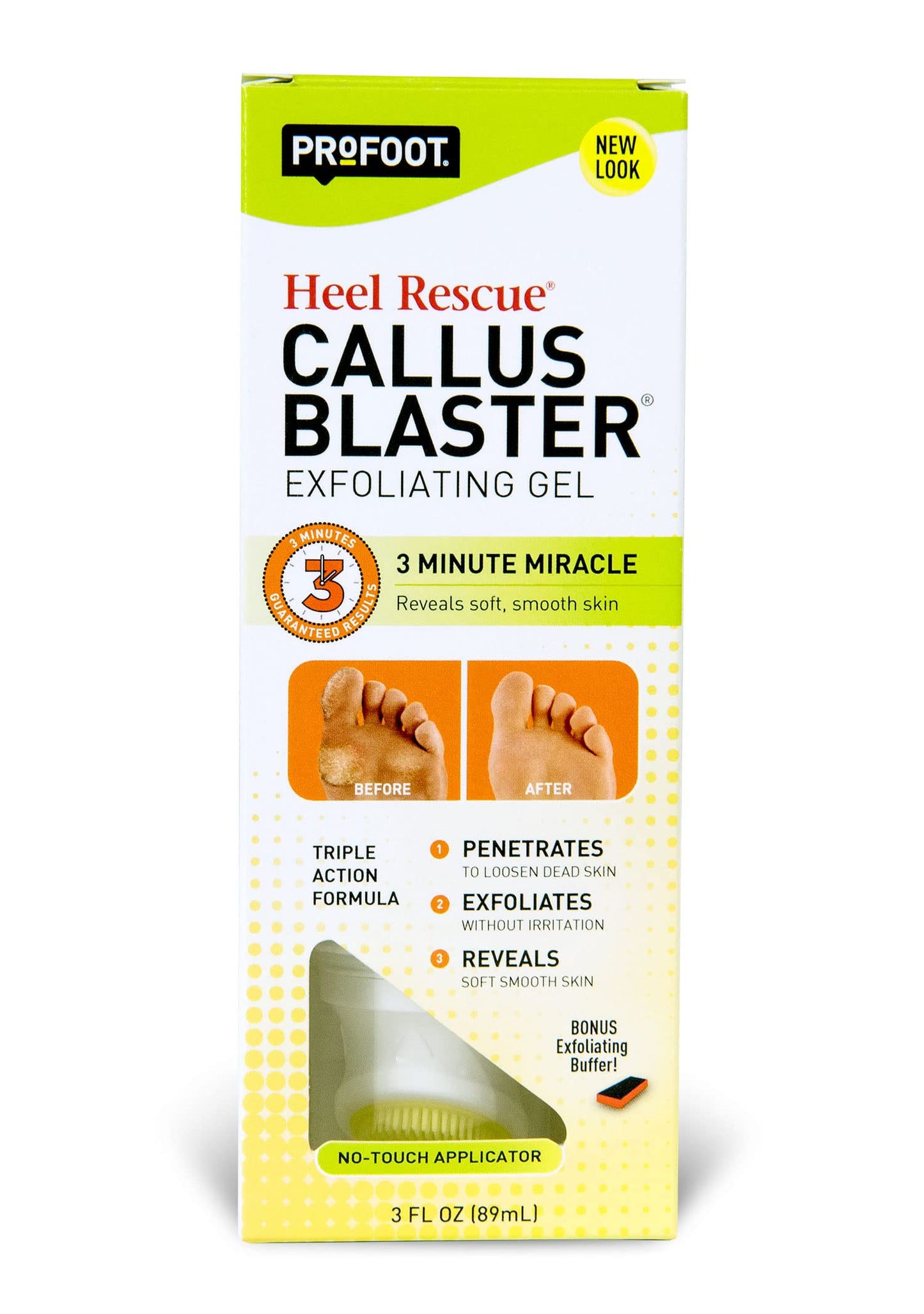 Profoot Heel Rescue Callus Blaster Exfoliating Gel, Concentrated Acid Free Exfoliator For Softer, Smoother Feet, No-Touch Brush