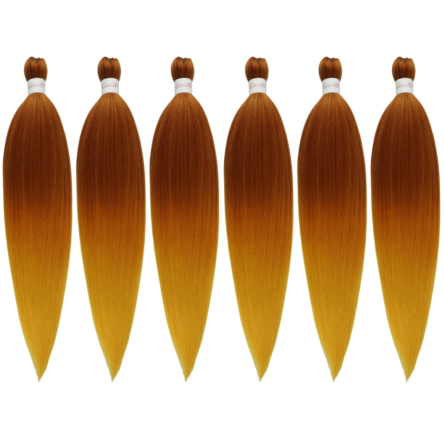 Gozill Ginger Golden Ombre Braiding Hair Pre Stretched Kanekalon Braiding Hair Micro Ez Braid Hypoallergenic Braiding Hair Color