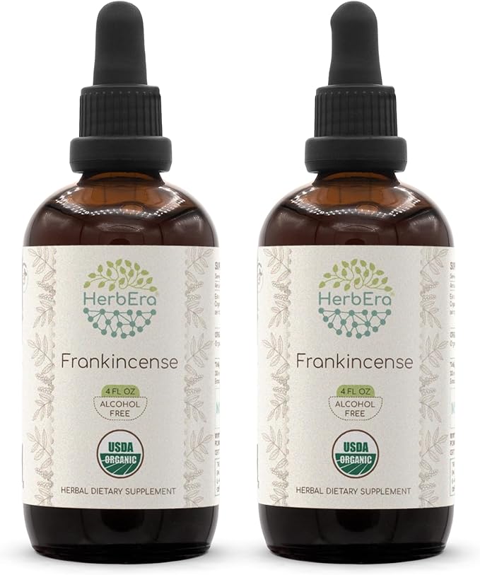 Frankincense B120 USDA Organic Tincture | Alcohol-Free Extract, High-Potency Herbal Drops, Immune System, Positive Mood | Certified Organic Frankincense Dried Resin (2x4 fl oz)