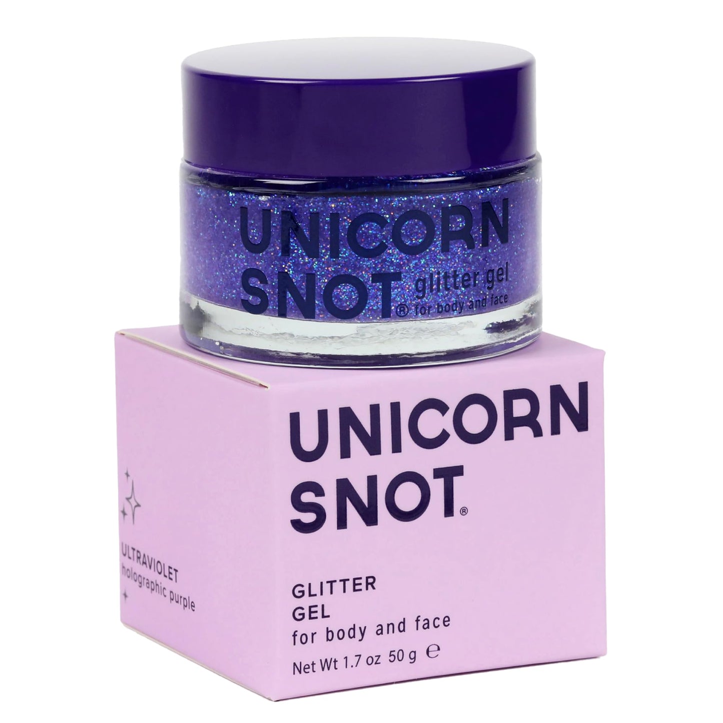 Unicorn Snot Face & Body Glitter - Cosmetic-Grade Holographic Glitter Gel - Makeup for Festivals, Raves, Anime Cosplay - Safe for Face, Easy Application & Removal, 1.7oz Purple (Ultraviolet)