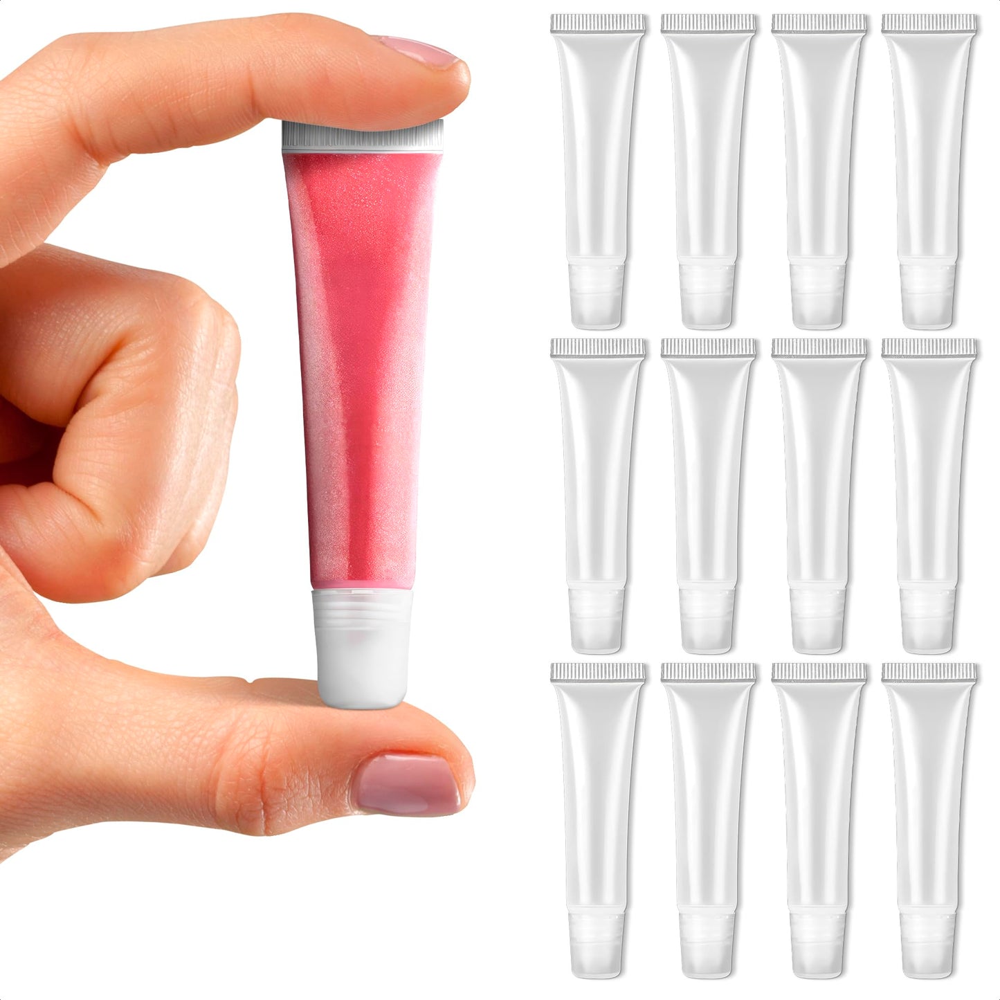 90Pcs Clear Lip Gloss Tubes - Travel Toothpaste Container Refillable Squeeze Tubes Clear Lip Gloss Containers Lip Balm Tubes Cut