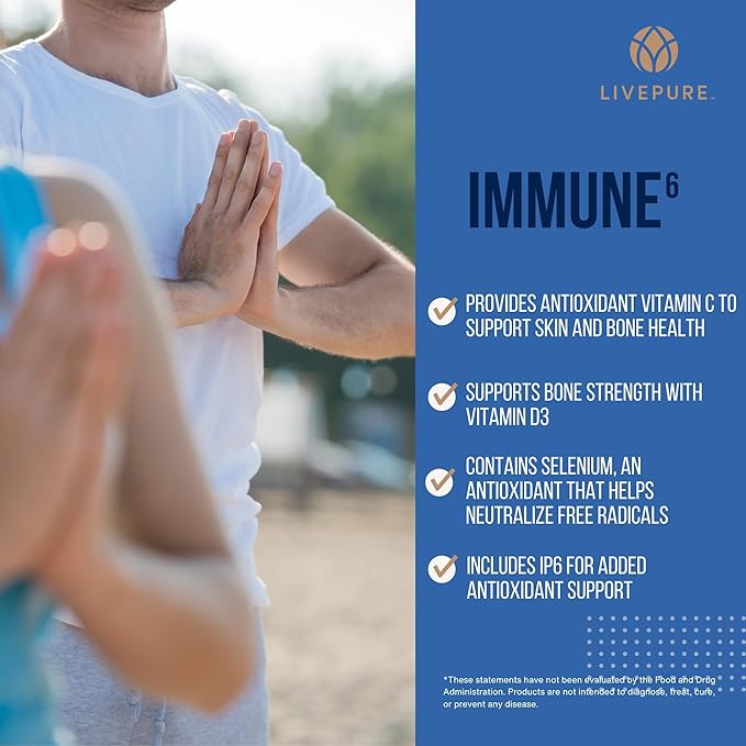 PURE Immune6 120 Capsules - Immune Support Supplement with Antioxidant Inositol Hexaphosphate IP6, Selenium Supplement + Iron with Vitamin C and D3. Boost Immunity with Our Multi Vitamin.