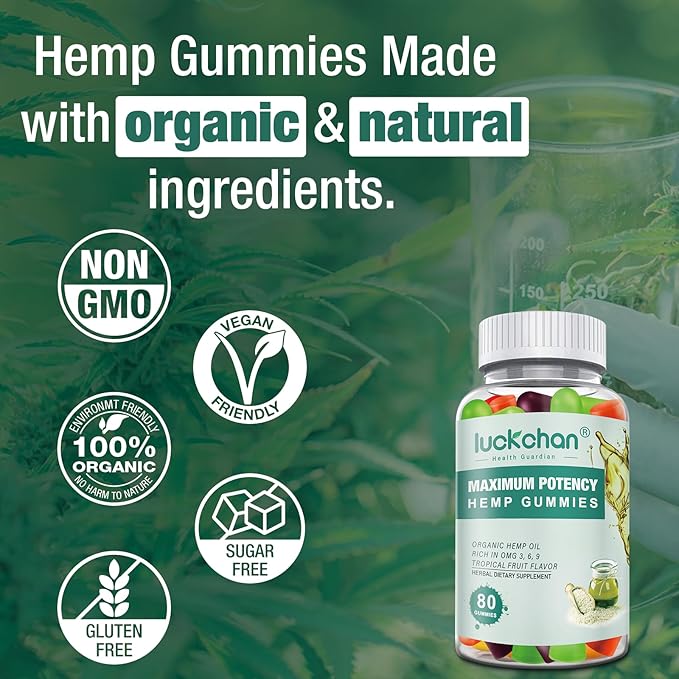 (4 Packs) Hemp Gummies High Potency for Sleep, Pain, Anxiety- Pure Extra Strength Organic Hemp Oil Gummies - 100% Natural Bear Hemp Gummy for Adults