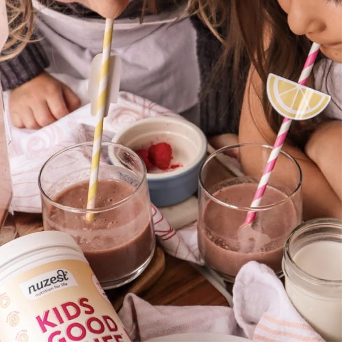 Nuzest - Kids Good Stuff - Vegan Smoothie Mix - Wild Strawberry - Multivitamin Nutritional Supplement Protein Shake - Dairy Free - Supporting Growth and Development - 0.5 Oz (1 Serving)
