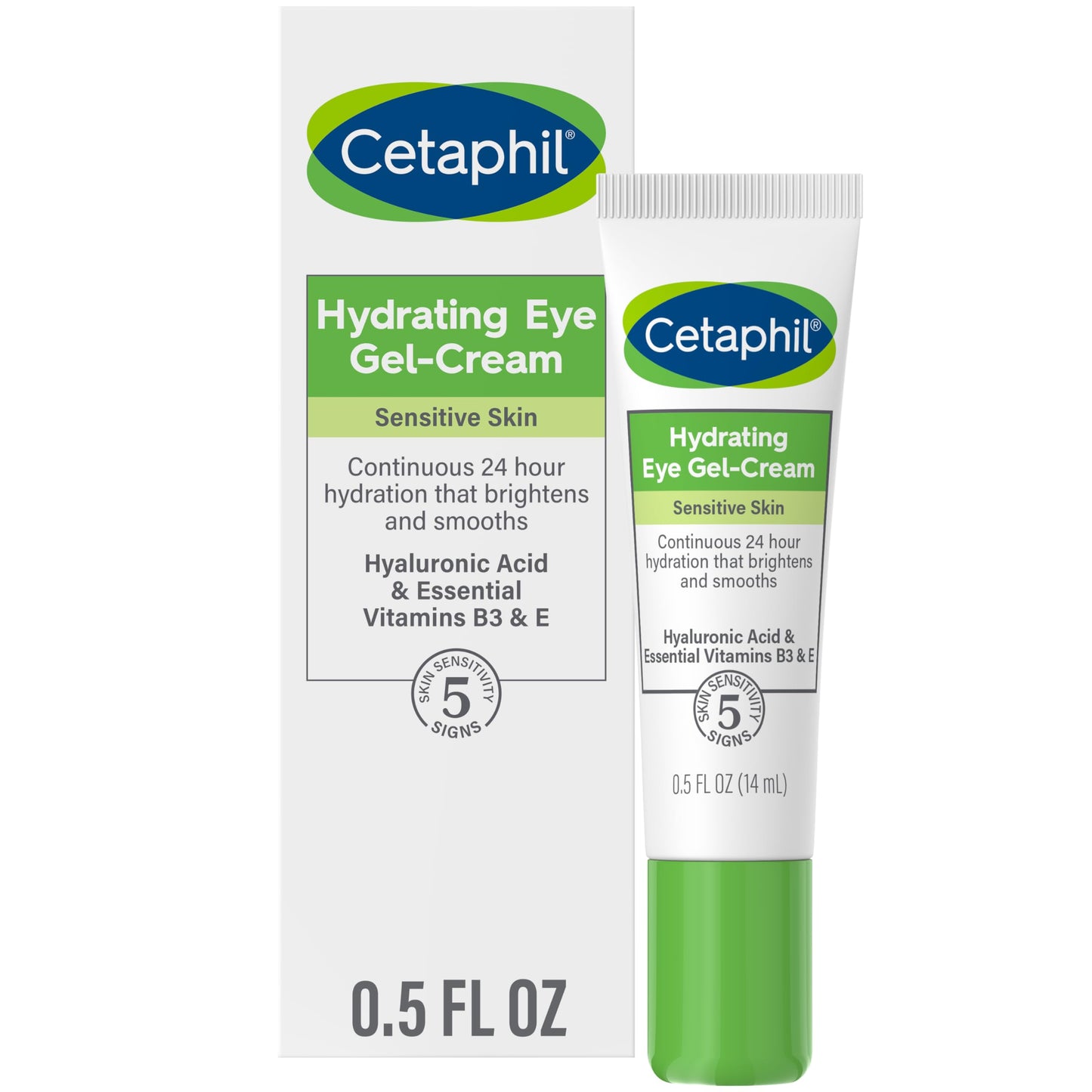 Cetaphil Hydrating Eye Gel-Cream, With Hyaluronic Acid, 0.5 Fl Oz, Brightens And Smooths Under Eyes, 24 Hour Hydration For All S