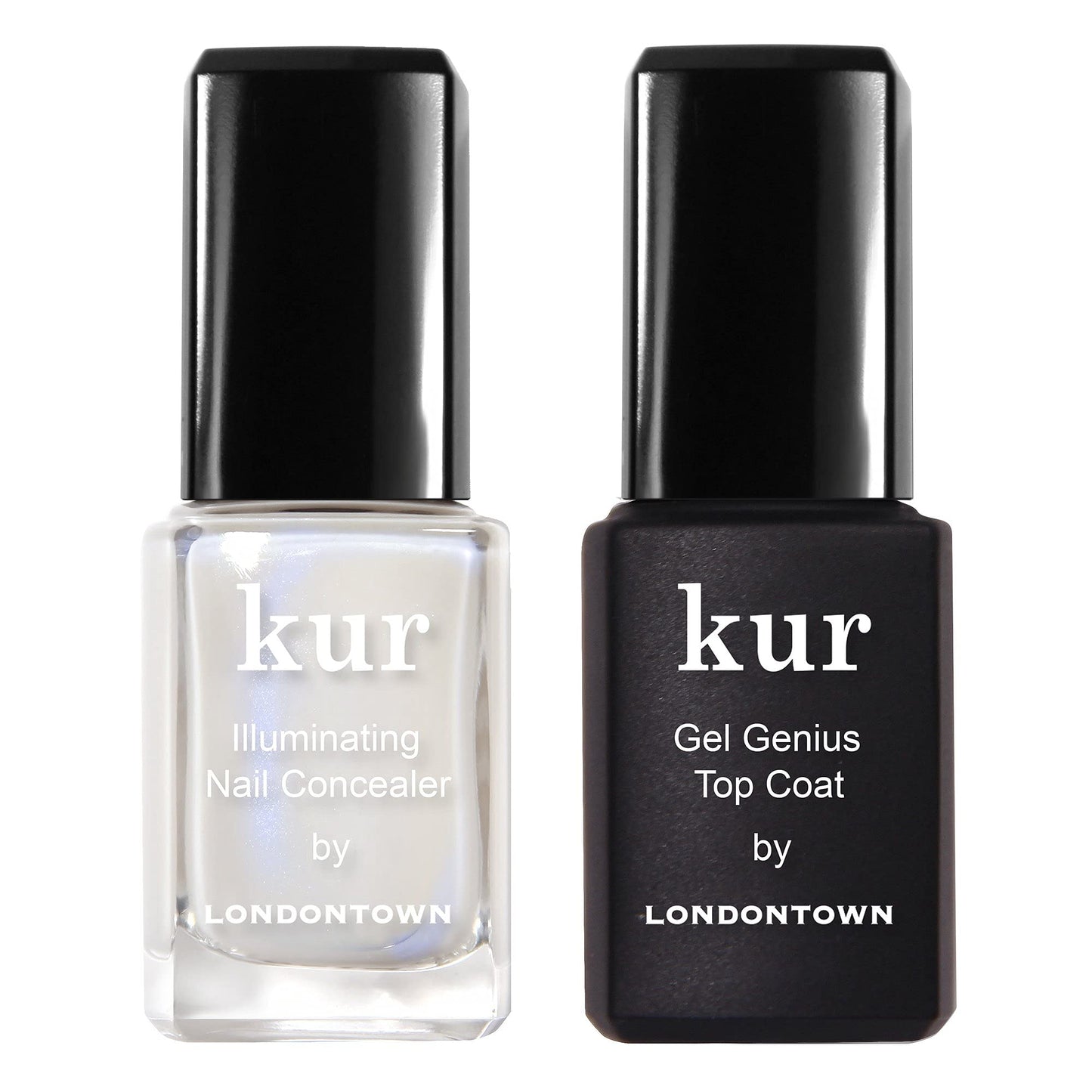 Londontown Kur Conceal & Go Duo Set, Includes Nail Illuminating Concealer & Gel Genius Top Coat, 0.4 Fl Oz, White