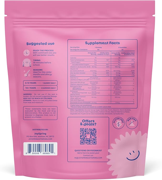 JoySpring Immune Drops & Gummies Bundle | Kids Vitamins Naturally Sourced, Non-GMO, Non-Alcoholic Liquid Formula, Immunity Health Support | Vegan & Vegetarian Supplements