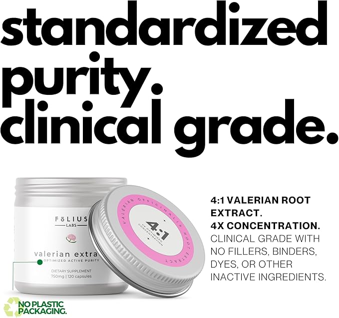 Valerian Root 4:1 Extract Capsules 750mg – Optimized Active Purity – 4X Concentration Valerian Root Extract Supplement - Gluten Free, Non-GMO - Promotes Relaxation - 120 Capsules