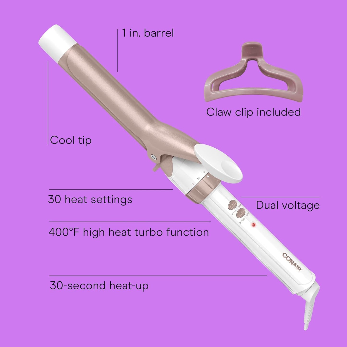 Conair Double Ceramic 1/2-Inch Curling Iron | Spiral Curls for Short Hair