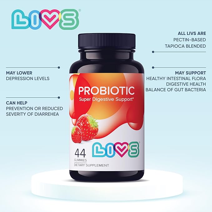 Probiotic Gummies for Women and Men | 5 Billion CFUS, Gummy Vitamin for Digestive Gut Health, No Artificial Flavors, Strawberry Flavor, 44 Count