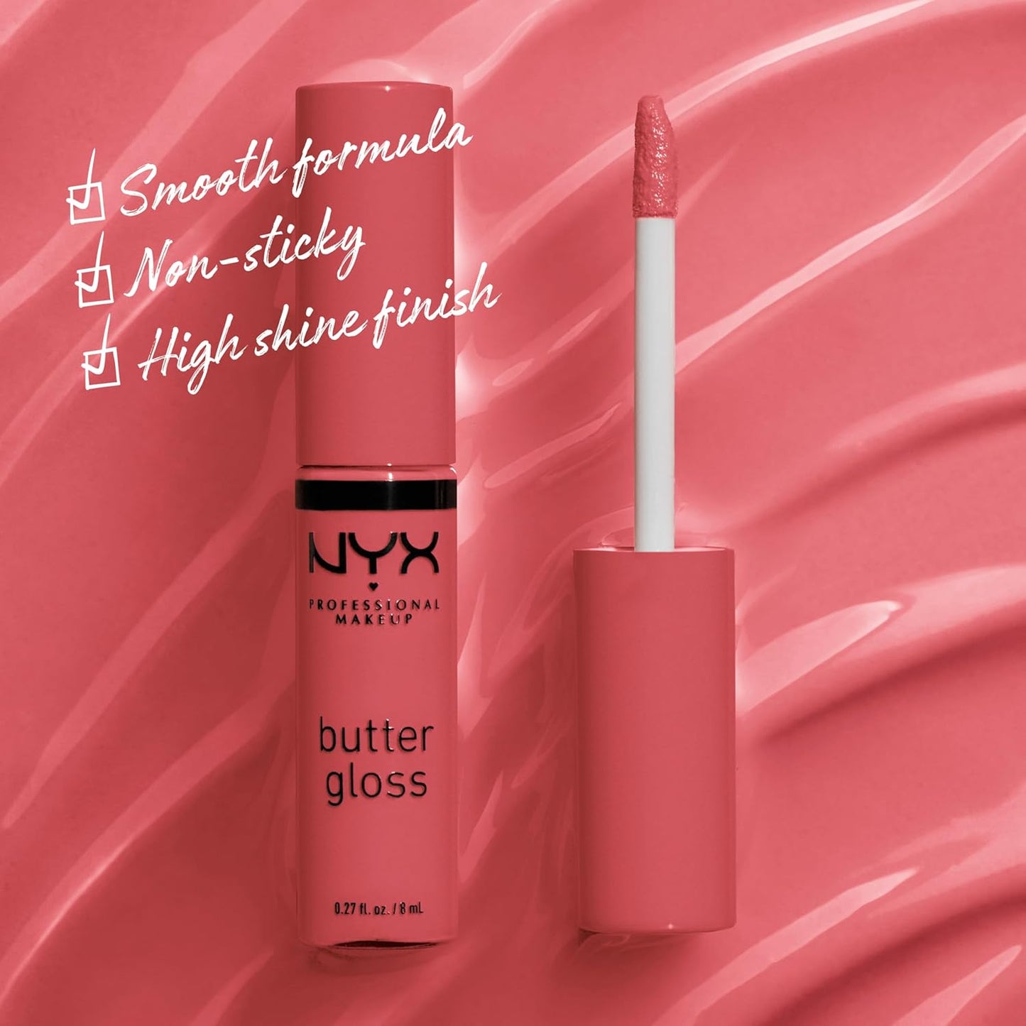 NYX Butter Gloss | Non-Sticky Lip Gloss for Women - Sorbet Coral