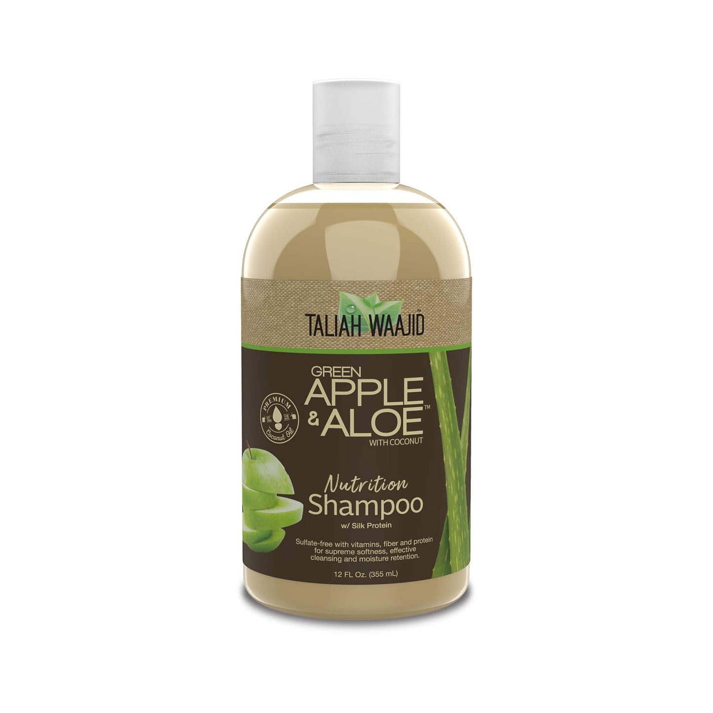 Taliah Waajid Green Apple & Aloe Nutrition Shampoo With Coconut | Curl Moisturizer Vitamins, Fiber, And Protein Formula | Softer