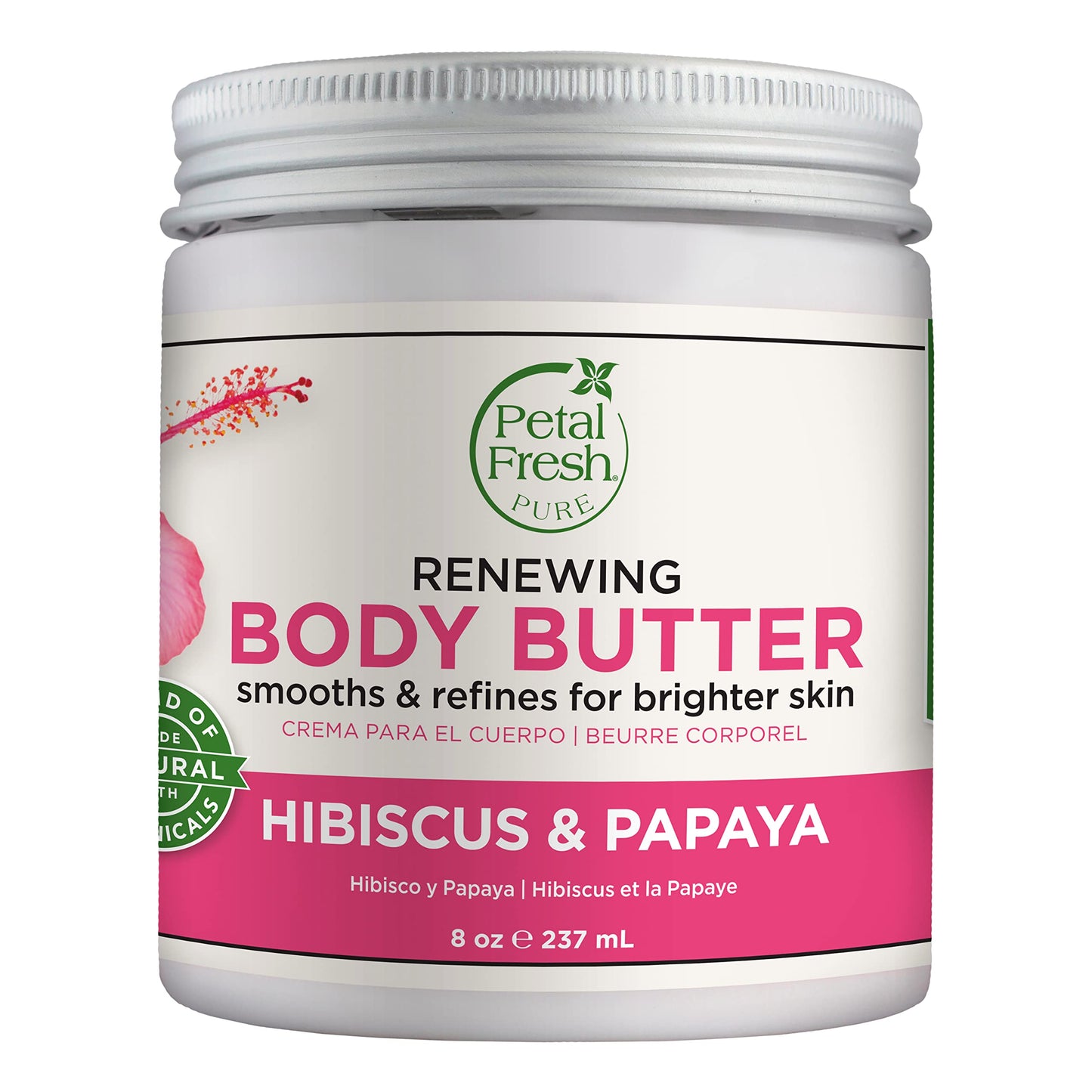 Petal Fresh Pure Renewing Hibiscus & Papaya Body Butter, Organic Coconut Oil, Argan Oil, Shea Butter, Skin Softening, For all Sk