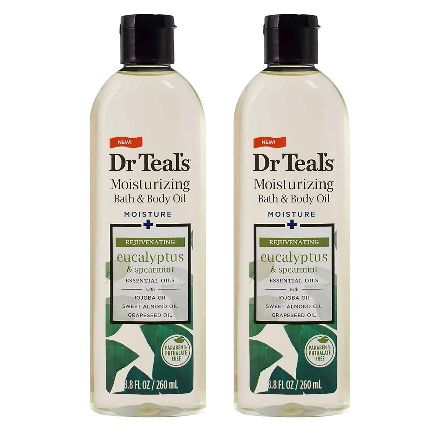 Dr. Teals Bath & Body Oil Gift Set (2 Pack, 8.8Oz Ea.) - Rejuvenating Eucalyptus & Spearmint Blended With Pure Epsom Salt - Esse
