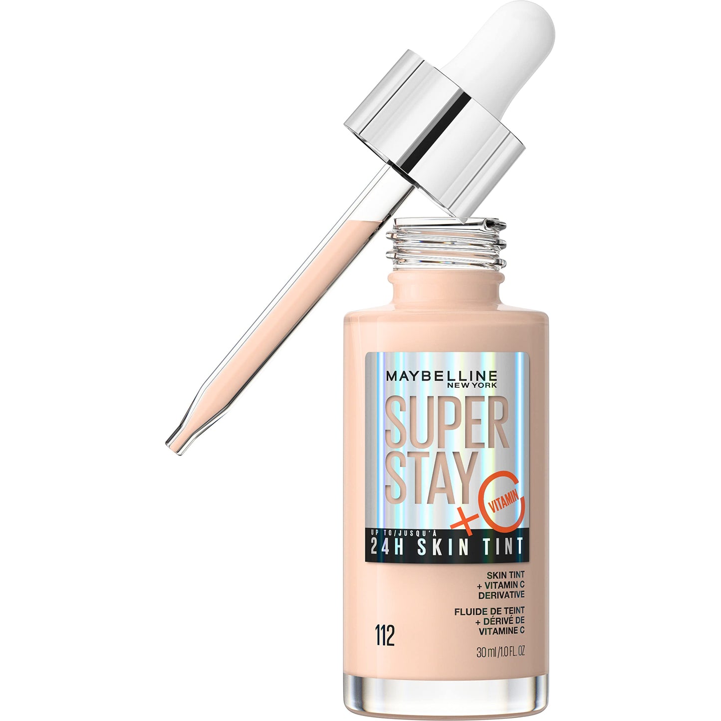Maybelline Super Stay Up To 24Hr Skin Tint, Radiant Light-To-Medium Coverage Foundation, Makeup Infused With Vitamin C, 112, 1 C