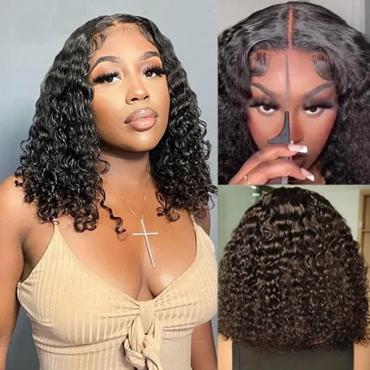 Isee Hair Wear And Go Glueless Wigs Bob Wigs Human Hair Pre Plucked Water Wave Lace Front Wigs Human Hair Upgraded No Glue Trans
