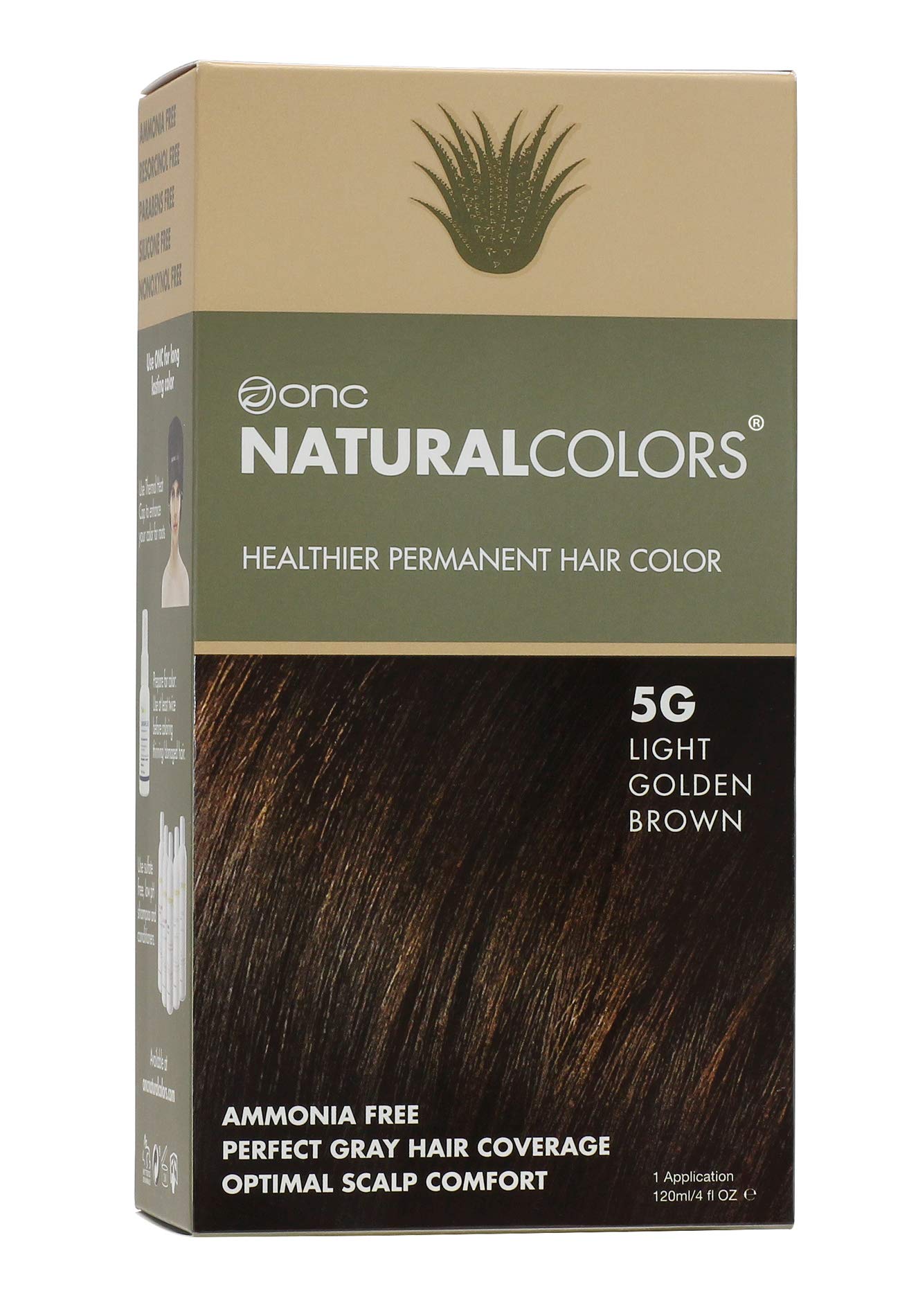 ONC NATURALCOLORS (5G Light Golden Brown) 4 fl. oz. (120 mL) Heat Activated Permanent Hair Dye with Certified Organic Ingredient