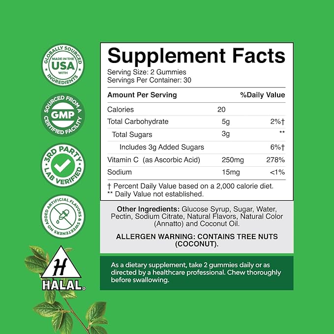 Natures Craft Bundle of Potent Daily Multivitamin Gummies for Adults for Energy and Immunity and Chewable Vitamin C Gummies for Adults Halal Vitamin C Immune Support Gummies