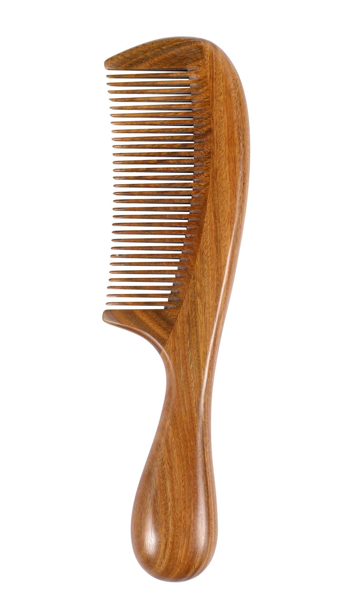 Louise Maelys Wide Tooth Hair Comb Black Sandalwood Detangler Comb for Curly Hair