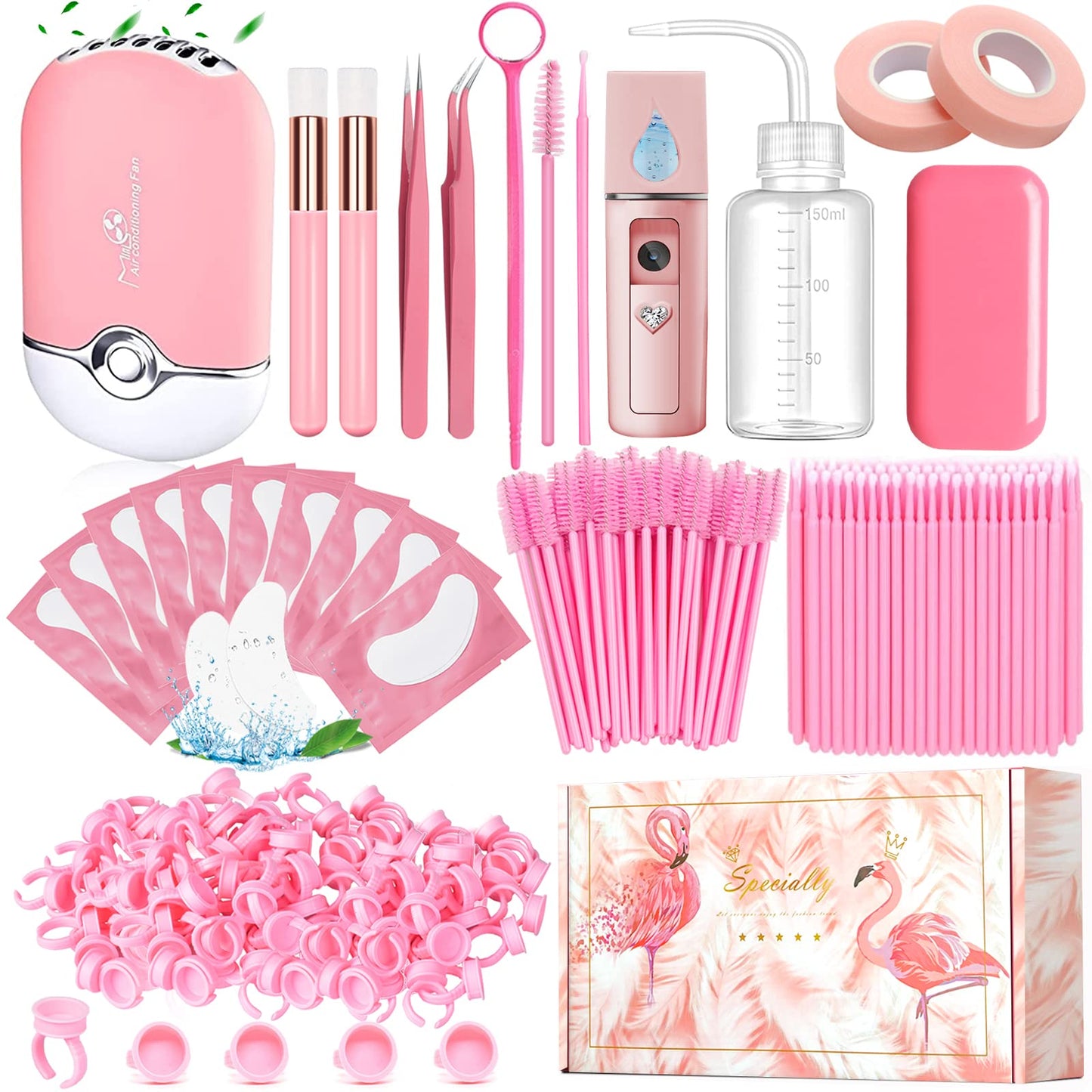Eyelash Extension Supplies Usb Air Conditioning Blower Facial Mister Lash Tweezers Mirror Mascara Brush Lash Shampoo Brush Bottl