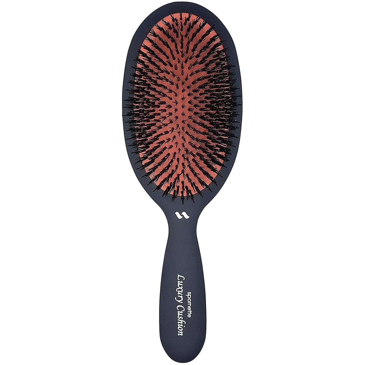 Spornette Large Luxury Cushion Boar And Nylon Bristle Oval Hair Brush (#LX-1) With A Soft Satin No-slip Handle Best Used For Sty