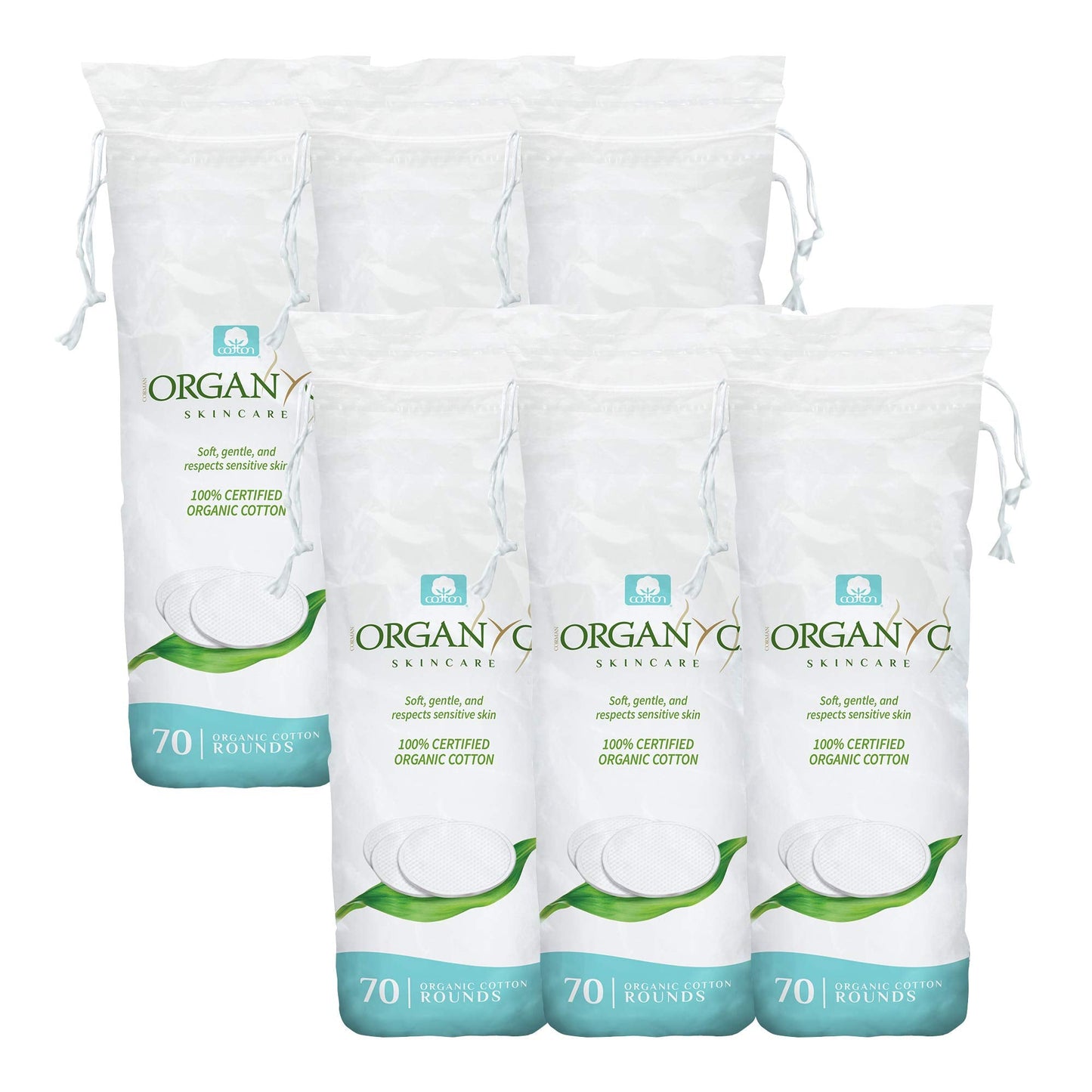 Organyc - 100% Certified Organic Cotton Rounds - Biodegradable Cotton, Chemical Free, for Sensitive Skin (420 Count) - Daily Cos