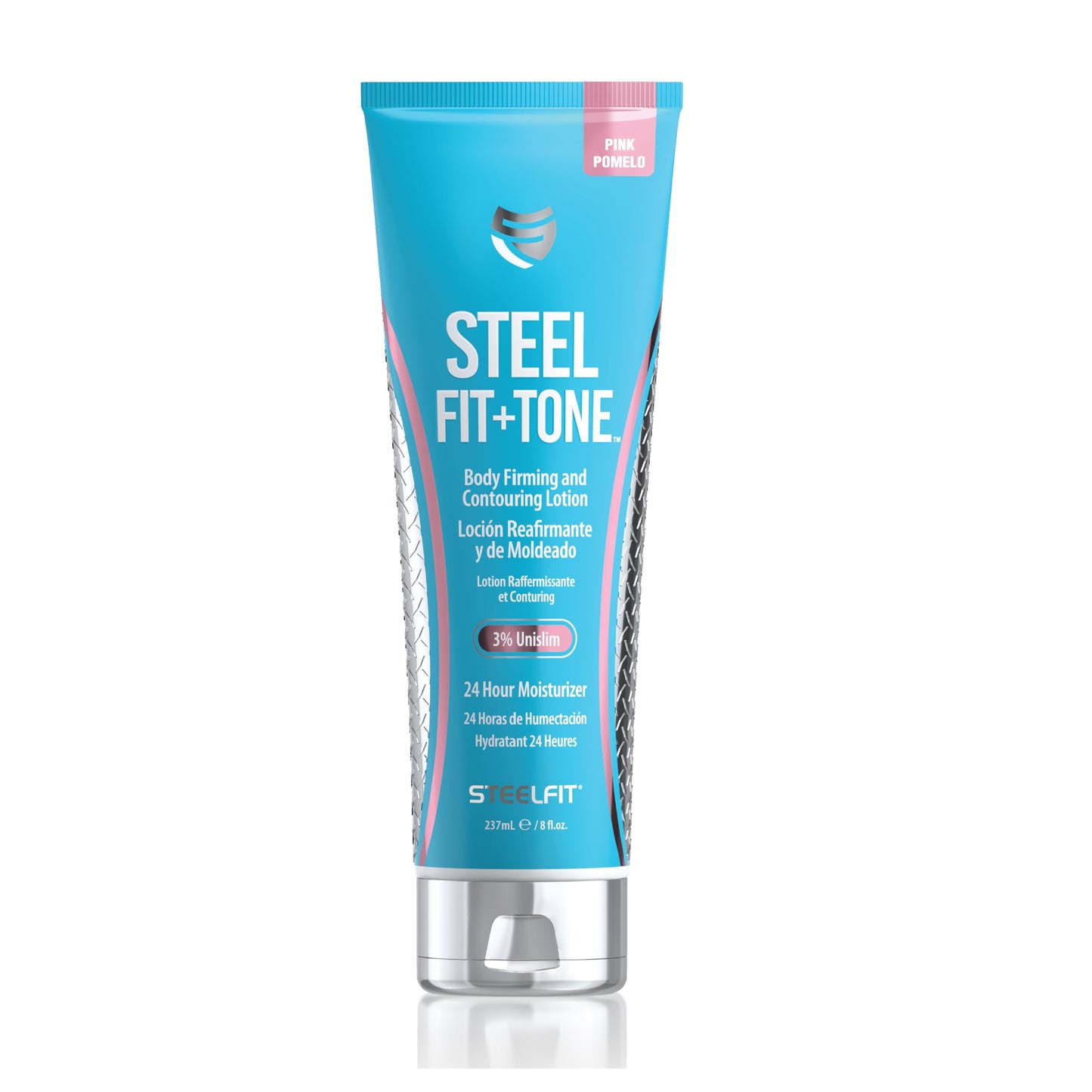 Steelfit Steel Fit + Tone - Contouring & Firming Body Lotion - 8 Fl Oz - Pink Pomelo - Zero Heat - Yerba Mate, Collagen & Coffea