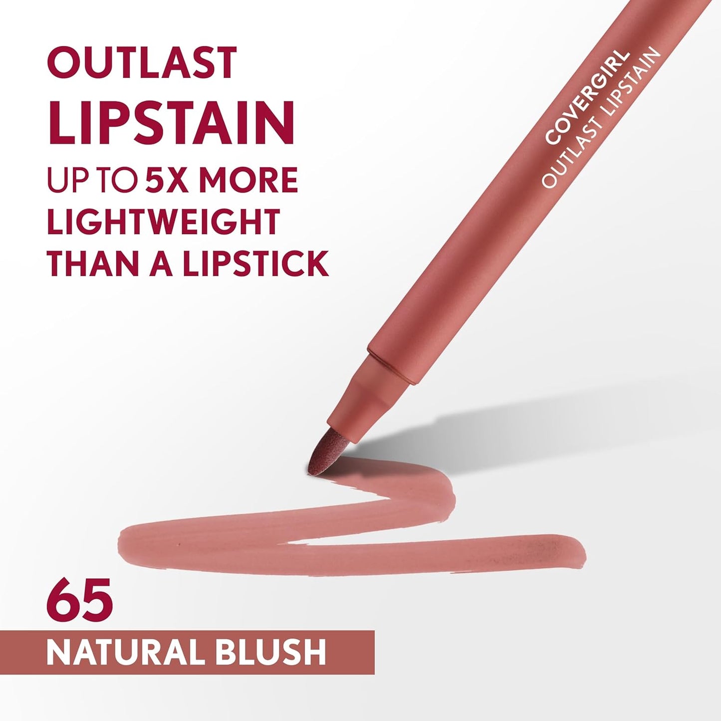CoverGirl Outlast 65 Natural Blush Lipstain | Vegan, Transfer-Proof, Smooth Finish