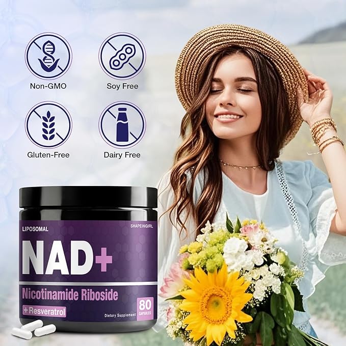 NAD+ Supplement - NAD Nicotinamide Riboside Resveratrol 900mg, Liposomal NAD Plus for Men and Women, NR Supplement Support for Energy Anti-Aging Focus