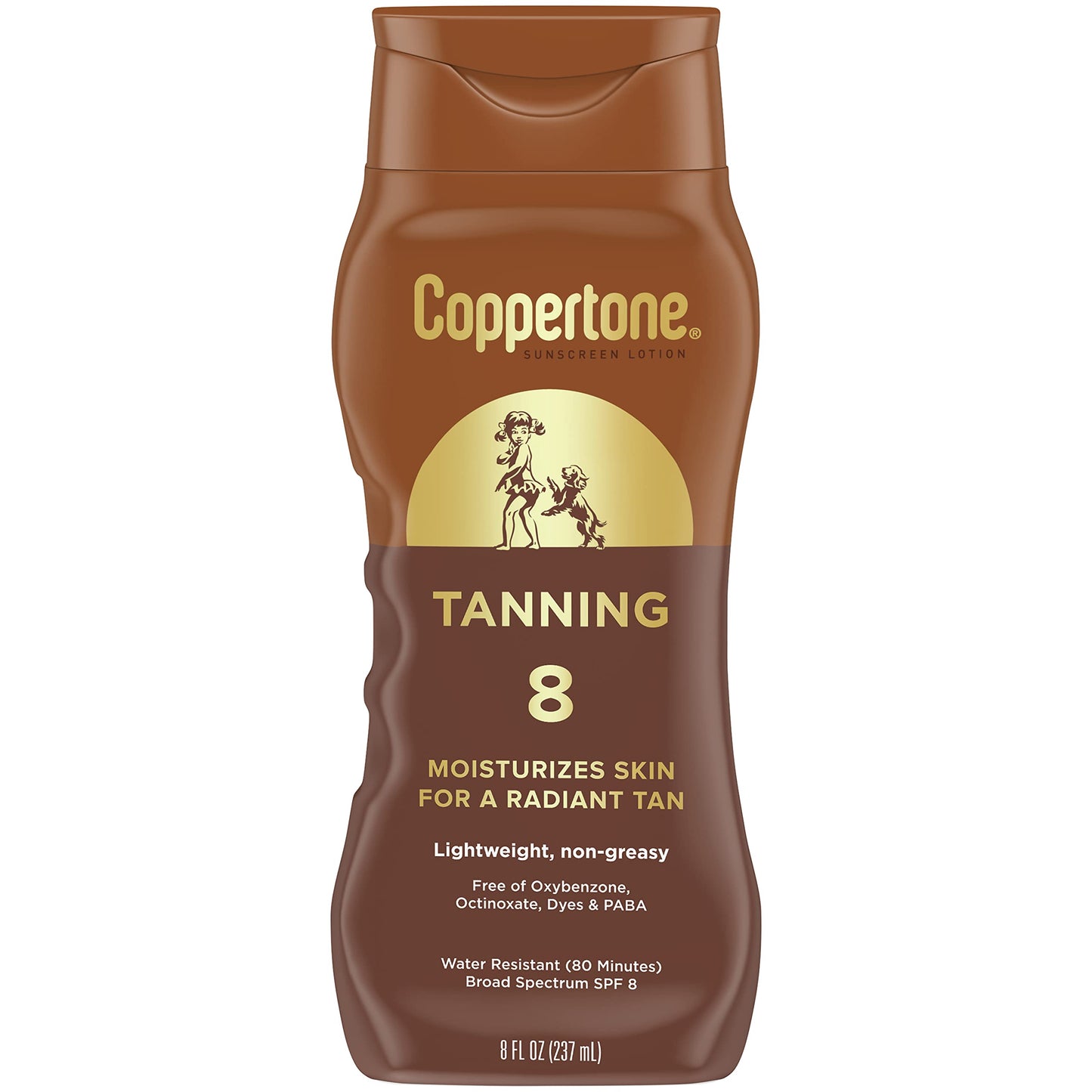 Coppertone Tanning Sunscreen Lotion, Antioxidant, Water Resistant Body Sunscreen Spf 8, Broad Spectrum Spf 8 Sunscreen, 8 Fl Oz