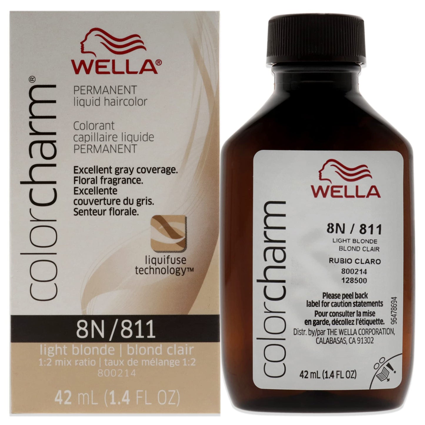 Wella Color Charm Permanent Liquid Hair Color For Gray Coverage, 8N Light Blonde