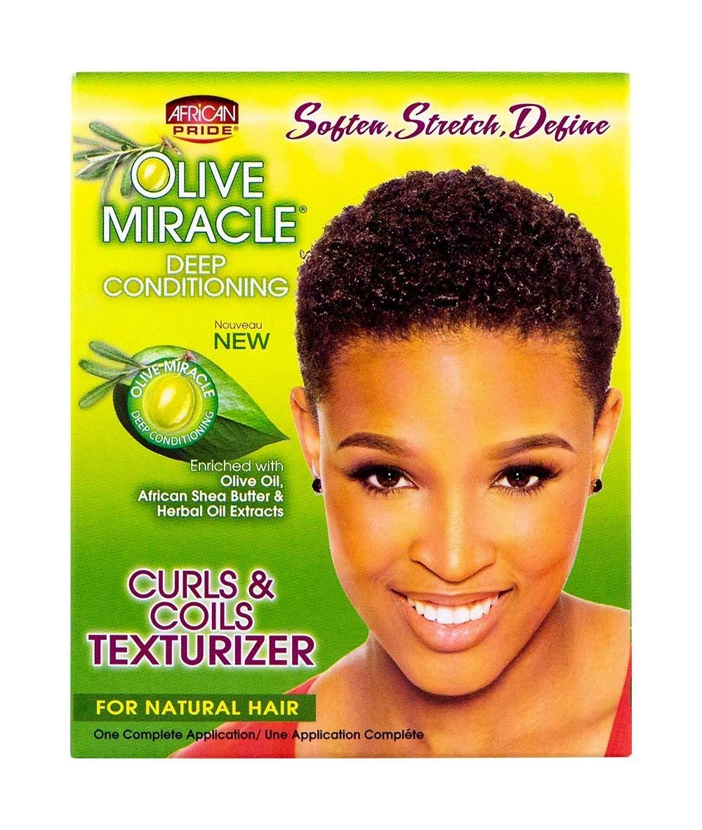 African Pride Olive Miracle Curls & Coils Texturizer - Contains Aloe Vera, Castor Oil & Biotin To Condition & Define Hair, Prote