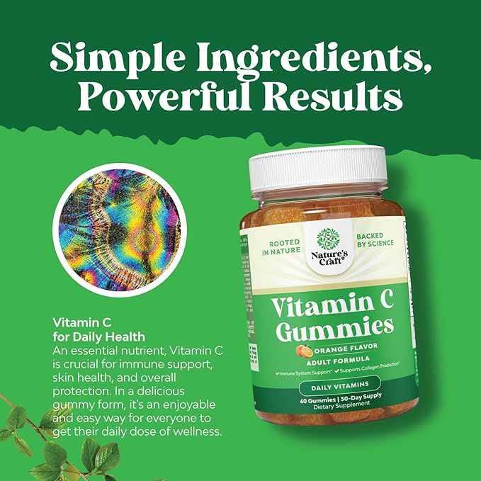 Natures Craft Bundle of Potent Daily Multivitamin Gummies for Adults for Energy and Immunity and Chewable Vitamin C Gummies for Adults Halal Vitamin C Immune Support Gummies