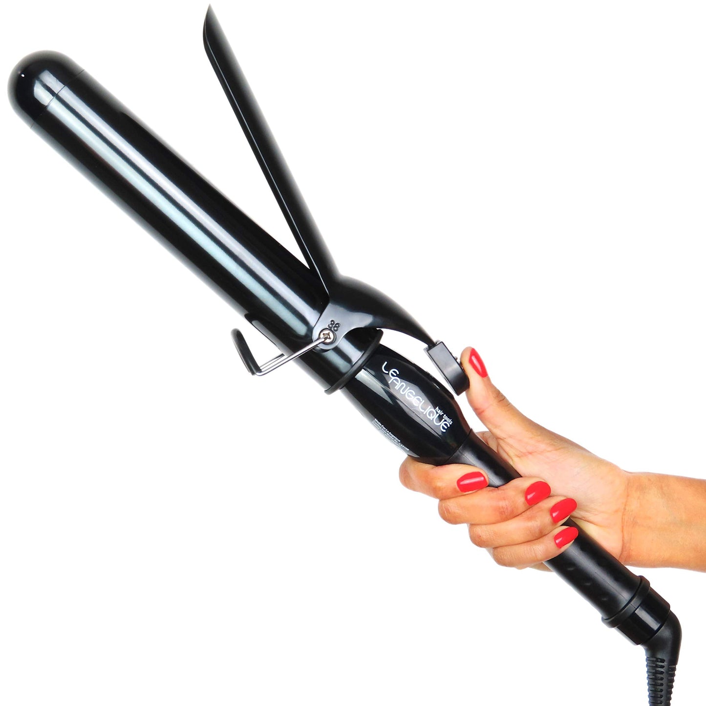 Le Angelique 1.5 Inch Curling Iron with Clip - Professional 8'' Extra Large Barrel for Big Long Hair | 1 1/2'' 38mm Jumbo Wide T