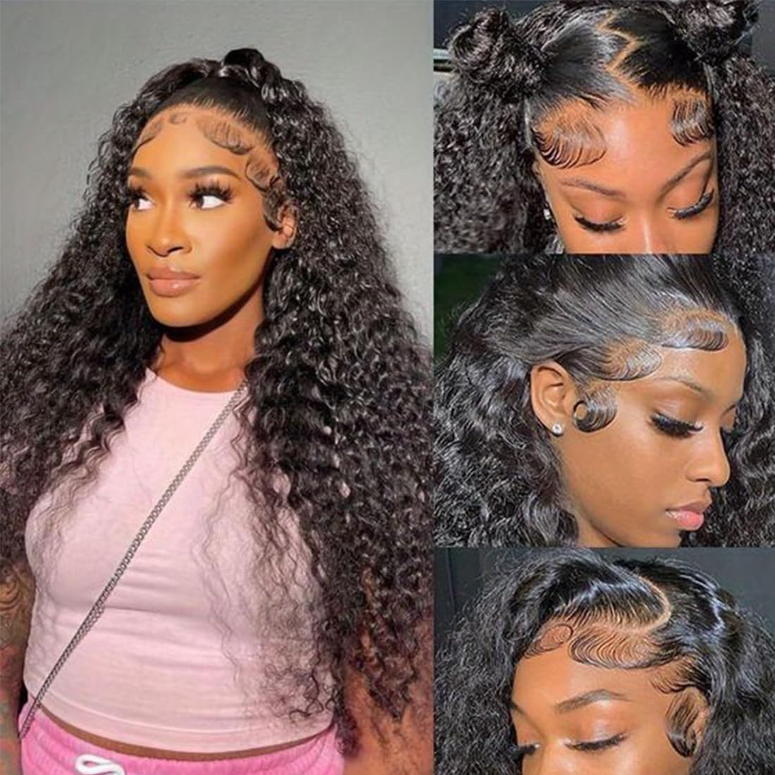 13X6 Hd Lace Front Wigs 200% Density Mongolian Kinky Curly Lace Front Wig Undetectable Lace Human Hair Wig For Black Women Unpro