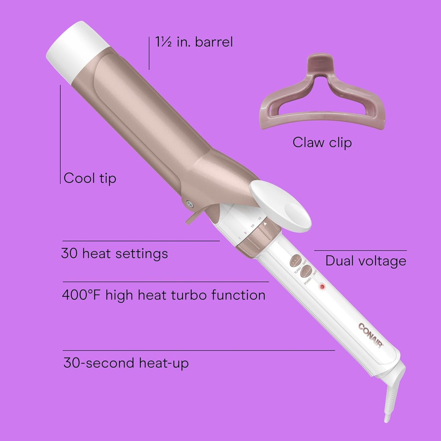 Conair Double Ceramic 1/2-Inch Curling Iron | Spiral Curls for Short Hair