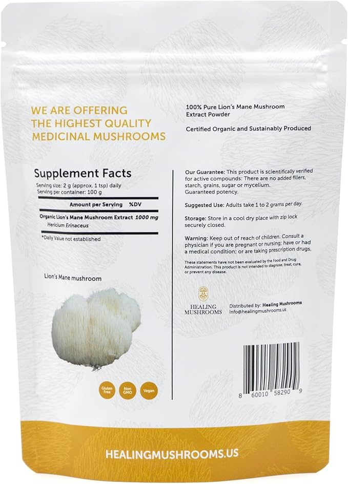 Lion’s Mane Extract Powder, Brain Superfood for Clarity, Memory & Focus - 100 g