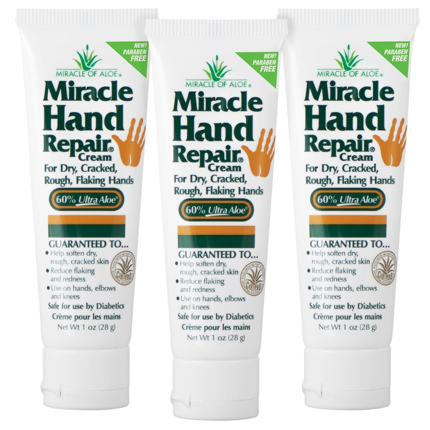Miracle of Aloe Miracle Hand Repair Cream 1 oz Healing Aloe Vera Lotion for Dry, Cracked Hands with 60% Ultra Aloe Gel - Moistur