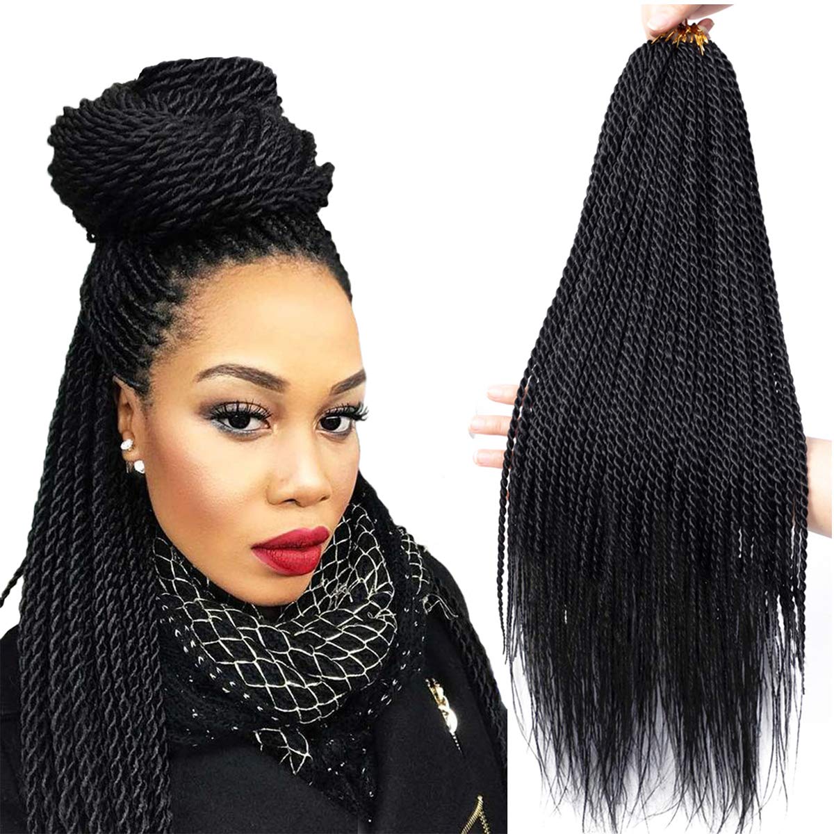 Nayoo Senegalese Twist Crochet Hair For Black Women 22 Inch 8 Packs Crochet Braids Hair 34~35 Stands/Pack Small Crochet Hair Hot