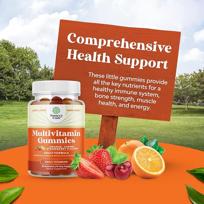 Natures Craft Bundle of Potent Daily Multivitamin Gummies for Adults for Energy and Immunity and Chewable Vitamin C Gummies for Adults Halal Vitamin C Immune Support Gummies