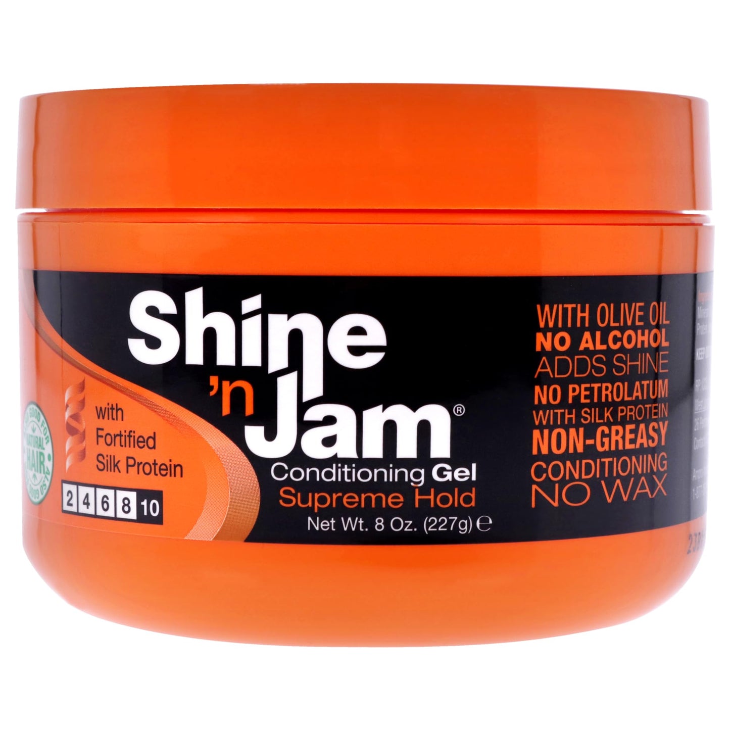 Ampro Shine-N-Jam Supreme Hold - Conditions Hair With Olive Oil And Silk Protein - Great For Smoothing Fringe, Ponytails, And Up