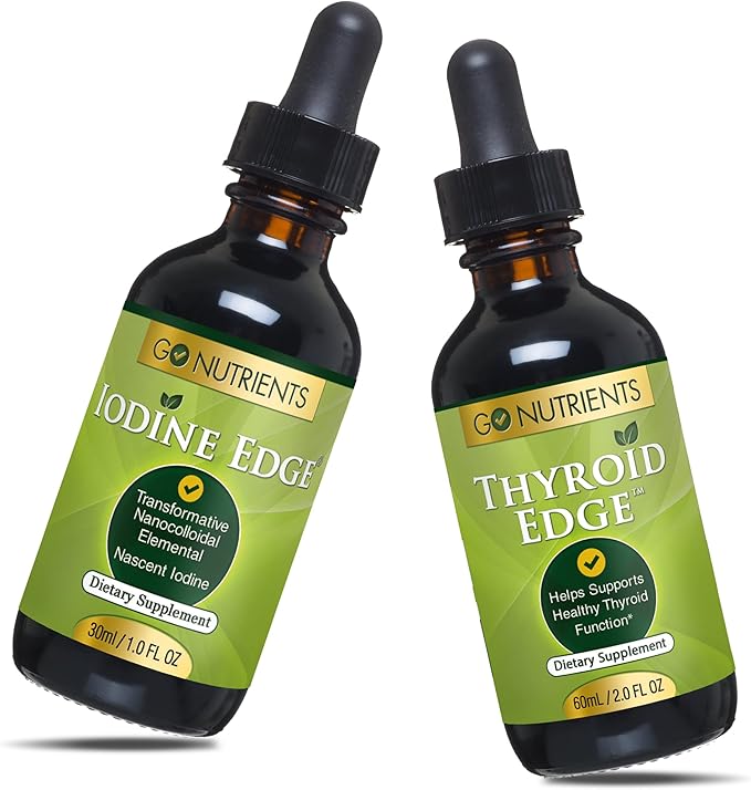 Go Nutrients Nascent Iodine & Thyroid Support Dietary Supplements High Potency Liquid Drops Non-GMO GlutenFree Iodine Edge to Boost Metabolism Improve Skin & Stop Hair Loss & Increase Levels of Iodine