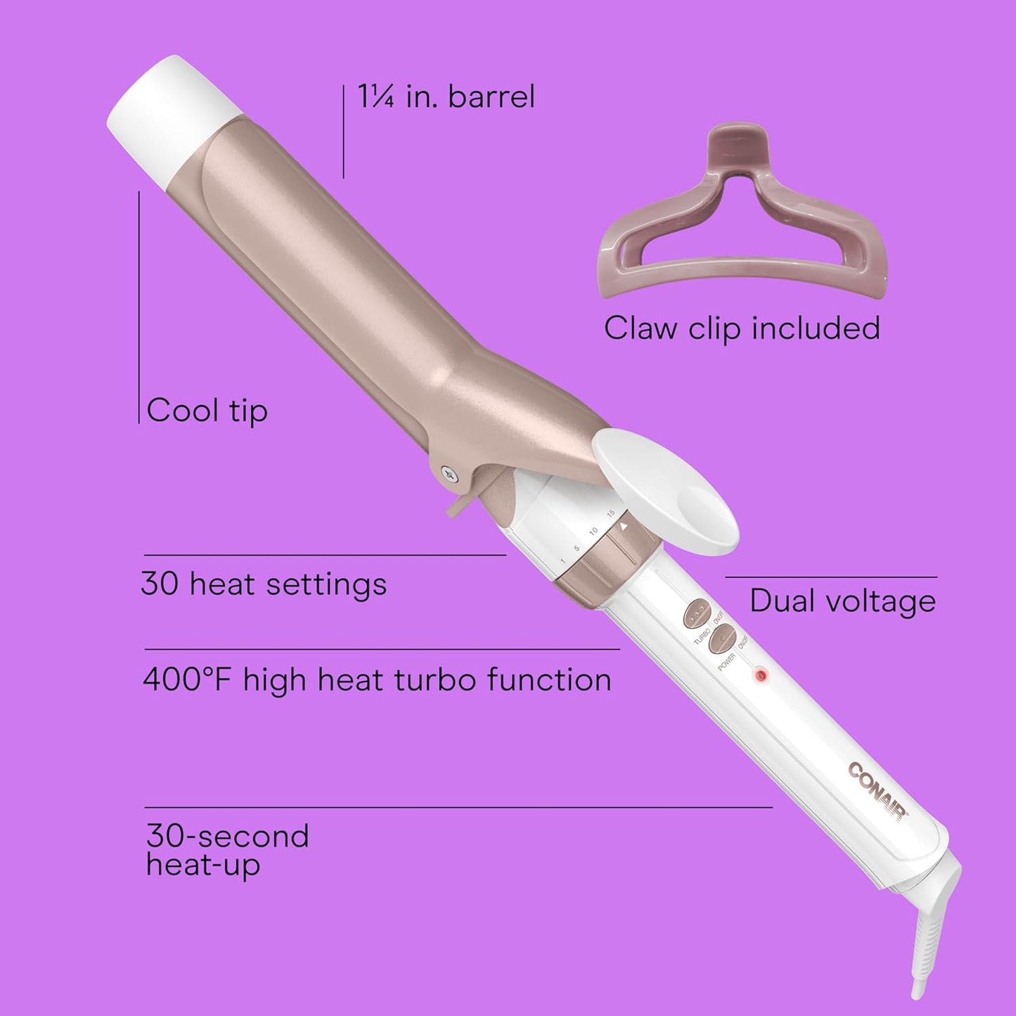 Conair Double Ceramic 1/2-Inch Curling Iron | Spiral Curls for Short Hair