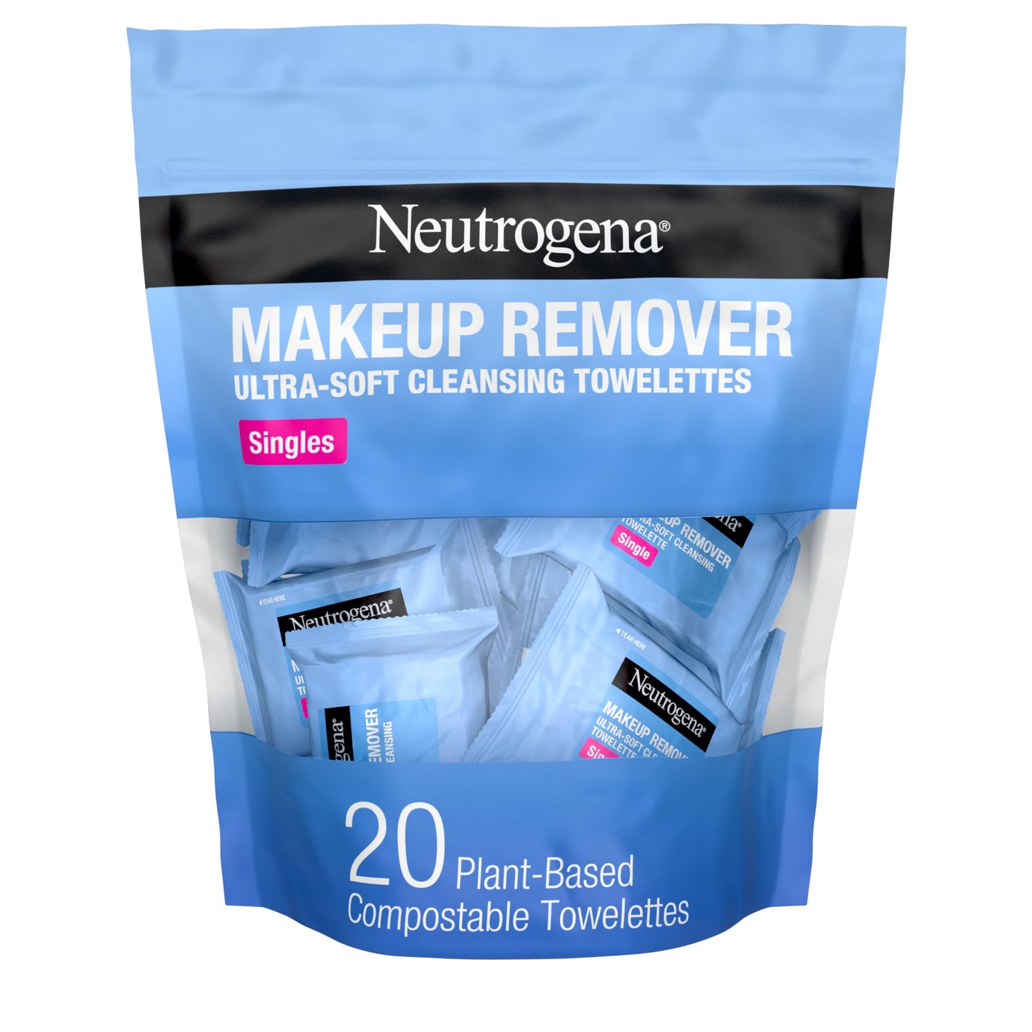 Neutrogena Makeup Remover Facial Cleansing Towelette Singles, Daily Face Wipes Remove Dirt, Oil, Makeup & Waterproof Mascara, Ge