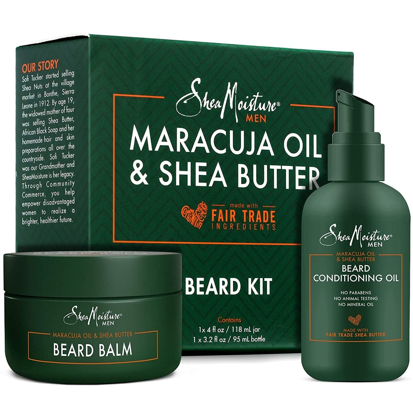 Sheamoisture Beard Oil & Beard Balm - Beard Kit For Men W/Maracuja & Fair Trade Organic Shea Butter, Dry Beard Oil, Softener & C