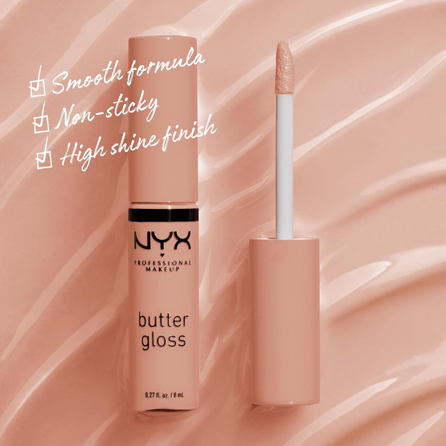 NYX Butter Gloss | Non-Sticky Lip Gloss for Women | Madeleine - Mid-Tone Nude