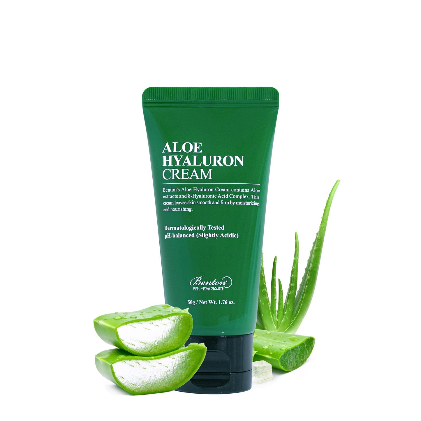 Benton Aloe Hyaluron Cream 50G (1.76 Oz.) - Aloe Leaf Water & Hyaluronic Acid Contained Soothing And Moisturizing Facial Cream,