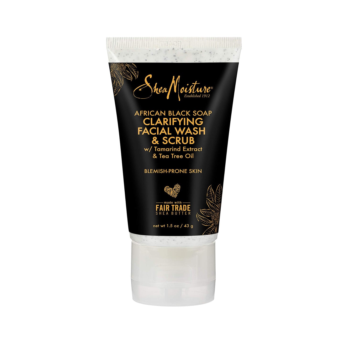 Sheamoisture Clarifying Facial Wash & Scrub for Problem Skin African Black Soap with Shea Butter 1.5 oz
